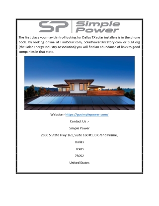 Best Solar companies in Dallas TX | Gosimplepower.com