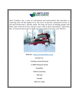 Vancouver Snow Removal for Residential and Commercial Sector