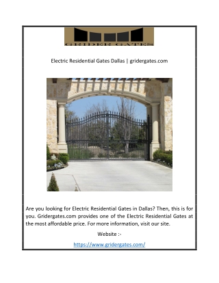 Electric Residential Gates Dallas | gridergates.com