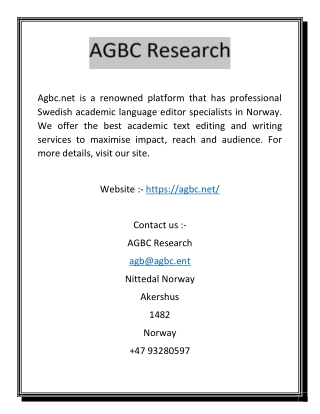 Academic Editing Specialist | Agbc.net