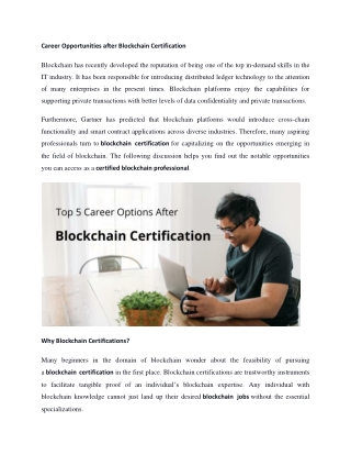 Career Opportunities after Blockchain Certification