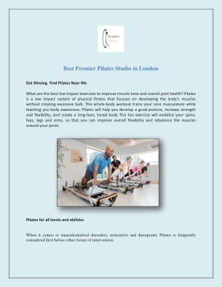 Best Premier Pilates Studio in London