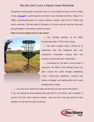 Why Disc Golf is such a Popular Game Worldwide