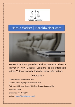 Harold Weiser | Haroldweiser.com