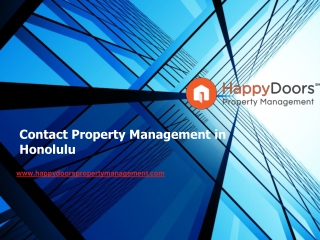 Contact Property Management in Honolulu - www.happydoorspropertymanagement.com