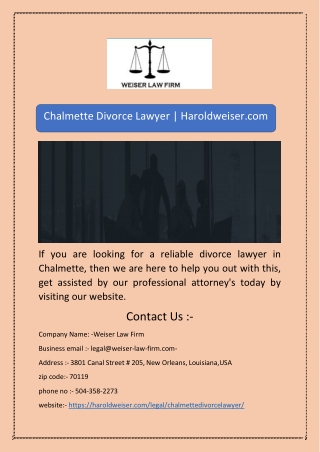 Chalmette Divorce Lawyer | Haroldweiser.com