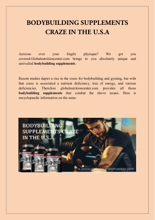 BODYBUILDING SUPPLEMENTS CRAZE IN THE U.S.A