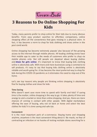 3 Reasons to Do Online Shopping For Kids
