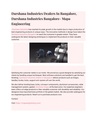 Darshana Industries Dealers In Bangalore, Darshana Industries Bangalore- Mapa Engineering