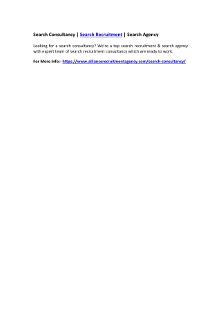 Search Consultancy | Search Recruitment | Search Agency