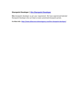 Sharepoint Developer | Hire Sharepoint Developer