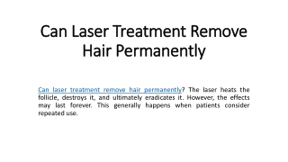 Can Laser Treatment Remove Hair Permanently