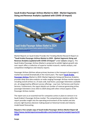 Saudi Arabia Passenger Airlines Market to 2024