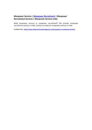 Manpower Services | Manpower Recruitment | Manpower Recruitment Services | Manpower Services India