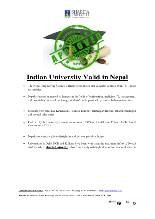 Indian University Valid in Nepal