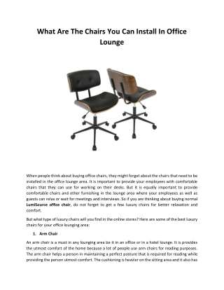 What Are The Chairs You Can Install In Office Lounge