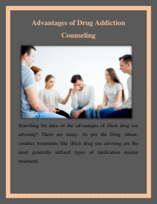 Advantages of Drug Addiction Counseling