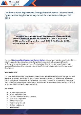 Continuous Renal Replacement Therapy Market