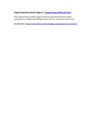 Engineering Recruitment Agency | Engineering Staffing Services