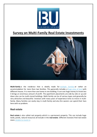 Survey on Multi-Family Real Estate Investments