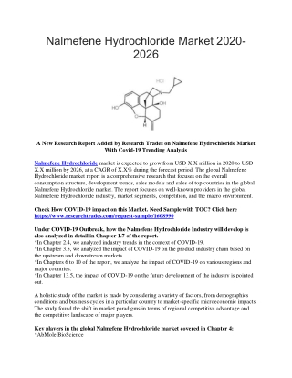 Nalmefene Hydrochloride Market 2020-2026