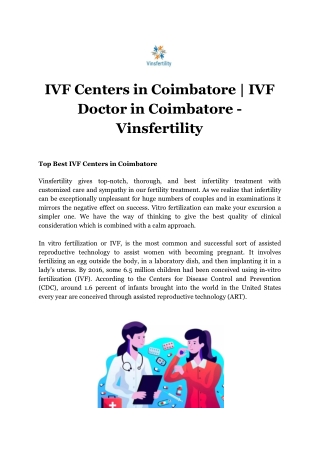 IVF Centers in Coimbatore | IVF Doctor in Coimbatore - Vinsfertility