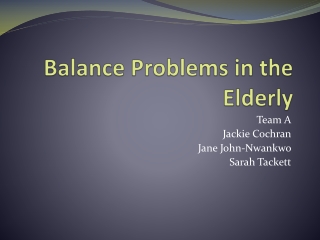 Balance Problems in the Elderly