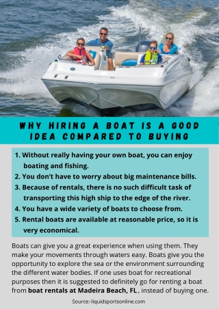 Why Hiring a Boat Is a Good Idea Compared to Buying