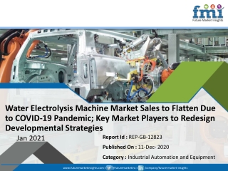 Water Electrolysis Machine Market Sales to Flatten Due to COVID-19 Pandemic; Key Market Players to Redesign Developmenta