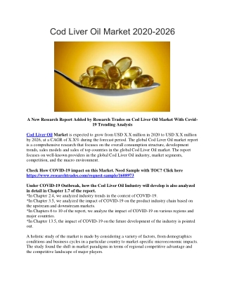 Cod Liver Oil Market 2020-2026