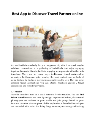 Best App to Discover Travel Partner online