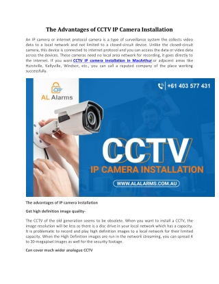 The Advantages of CCTV IP Camera Installation