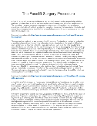 The Facelift Surgery Procedure