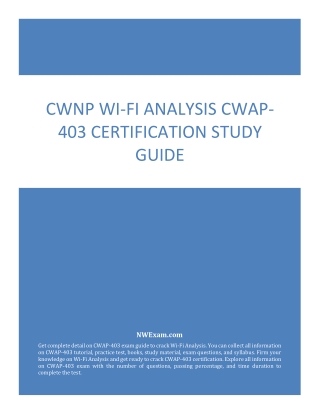 CWNP Wi-Fi Analysis CWAP-403 Certification Study Guide