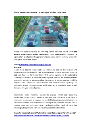 Global Automotive Sensor Technologies Market Research Report 2019-2026