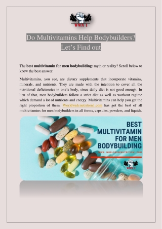 Do Multivitamins Help Bodybuilders? Let’s Find out