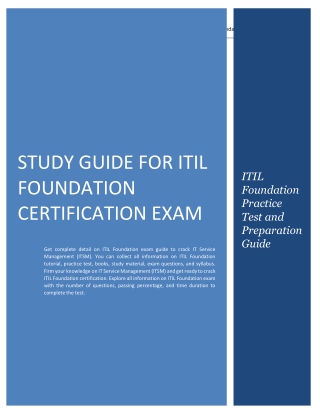 Study Guide for ITIL Foundation Certification Exam