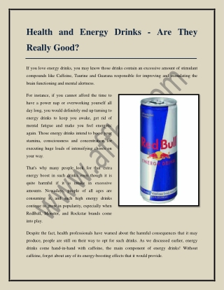 Health and Energy Drinks - Are They Really Good?