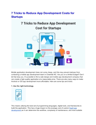 7 Tricks to Reduce App Development Costs for                    Startups