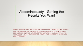 Abdominoplasty - Getting the Results You Want