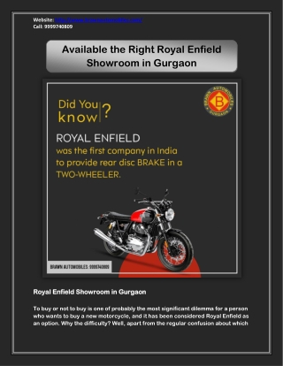 Available the Right Royal Enfield Showroom in Gurgaon - Royal Enfield Service Center