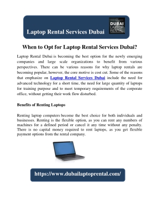 When to Opt for Laptop Rental Services Dubai?