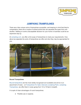 Trampolines For Sale | Genuine Jumpking Parts | Jumpking Trampolines