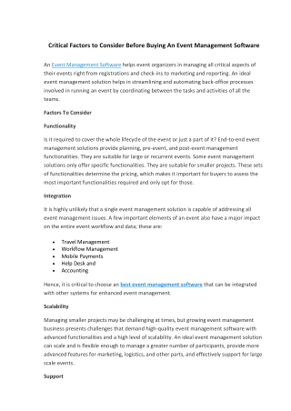 Critical Factors To Consider Before Buying an Event Management Software