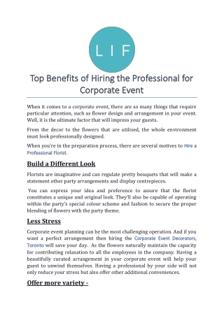 Top Benefits of Hiring the Professional for Corporate Event