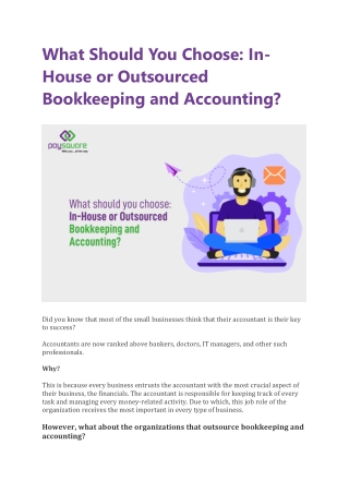 What Should You Choose: In-House or OutsourcedBookkeeping and Accounting?