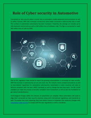 Role of Cyber security in Automotive