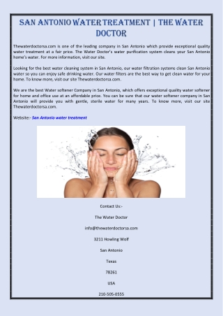 San Antonio Water Treatment | The Water Doctor