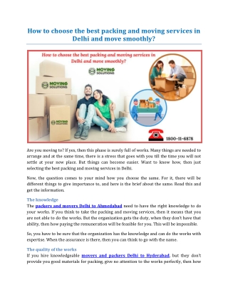 How to choose the best packing and moving services in Delhi and move smoothly?