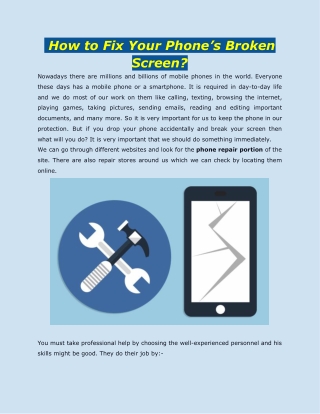 How to Fix Your Phone’s Broken Screen?